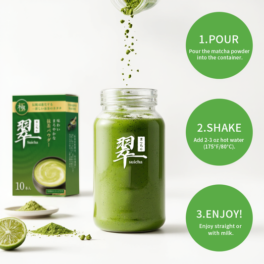 Suicha Matcha Powder Sticks Authentic Organic Japanese Matcha Green Tea Powder Ceremonial Grade 2 Sticks抹茶スティック